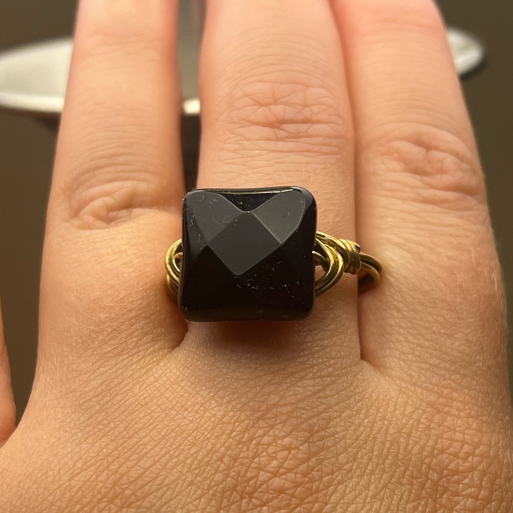 Bourbon & Bowtie Black Stone Ring